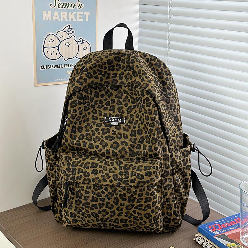 Schultasche trendig Retro Leo-Muster 1011 neue Schultasche weibliche College-Studentin Rucksack mit großer Kapazität lässig vielseitig Pendlerrucksack