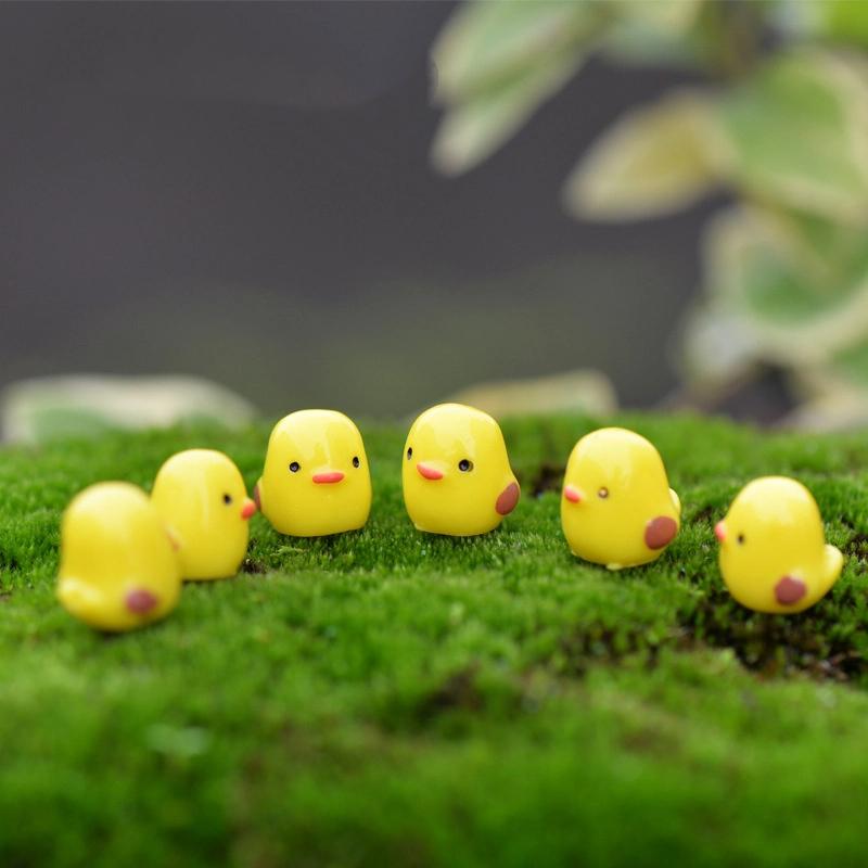 5/10 Stück Mikrolandschaft Moos Gartenarbeit Sukkulenten Landschaftsgestaltung Ornament Cartoon 1CM Gelbes Huhn Dekorative Zubehörteile PVC