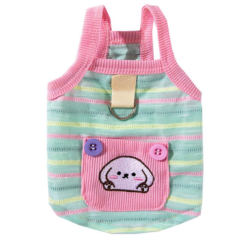 Summer Dog Contrast Cute Puppy Pocket Colored Striped Traction Suspender Cat Two-legged Pet Teddy Clothes