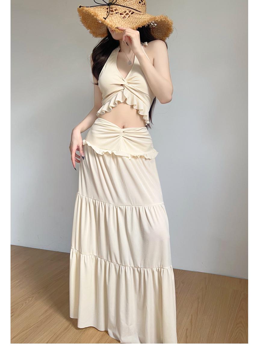 

Пикантный купальник-халтер для пляжного отдыха и комплект юбки с высокой талией XL