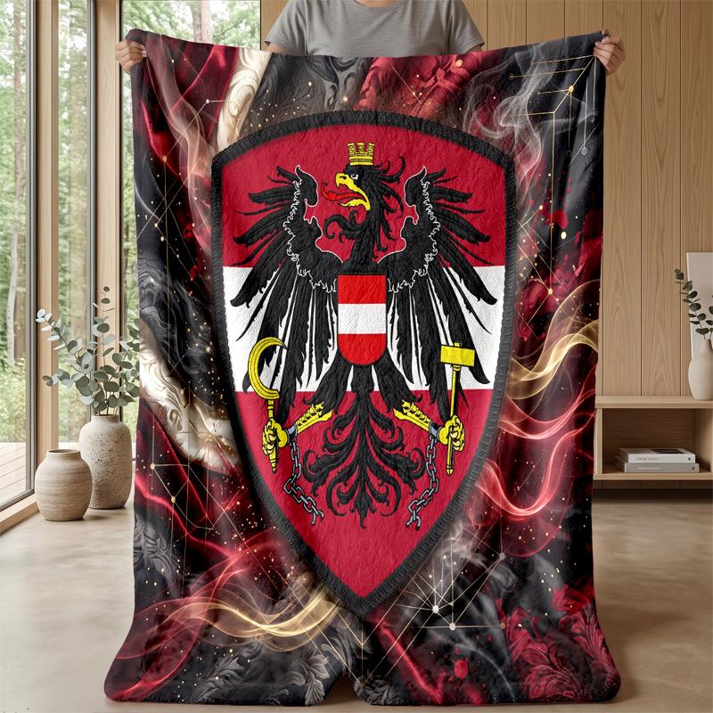 Austria Football Printed Flannel Blanket Skin Friendly Warm Decorative Throw for Indoor Couch Bed Daily Use