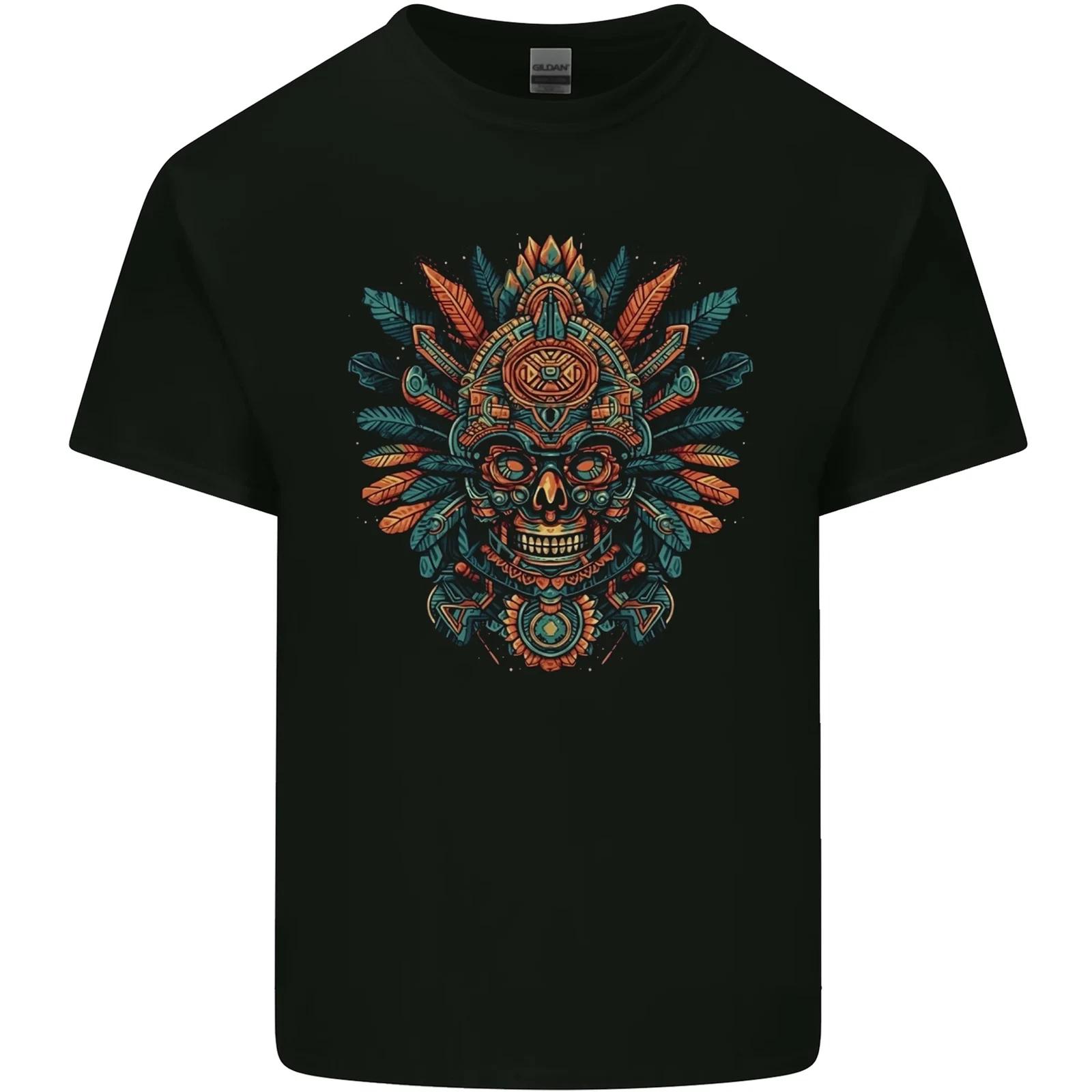 Aztec Skull Mexico Kids T-Shirt Childrens M