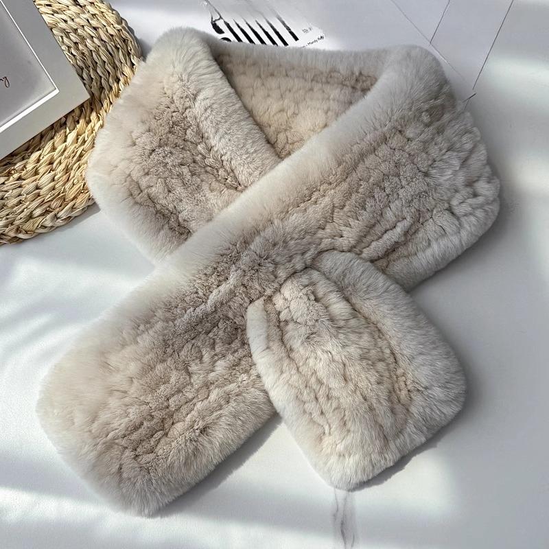 Otter Rabbit Scarf Women's Temperament Versatile Cute Neck Pad Thickened Warm Scarf Reversible Real Wool Woven Fur Collar