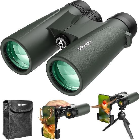 Adorrgon 12x42 HD Binoculars for Adults High Powered with Phone Adapter, Tripod and Tripod Adapter - Large View Binoculars with Clear Low Light