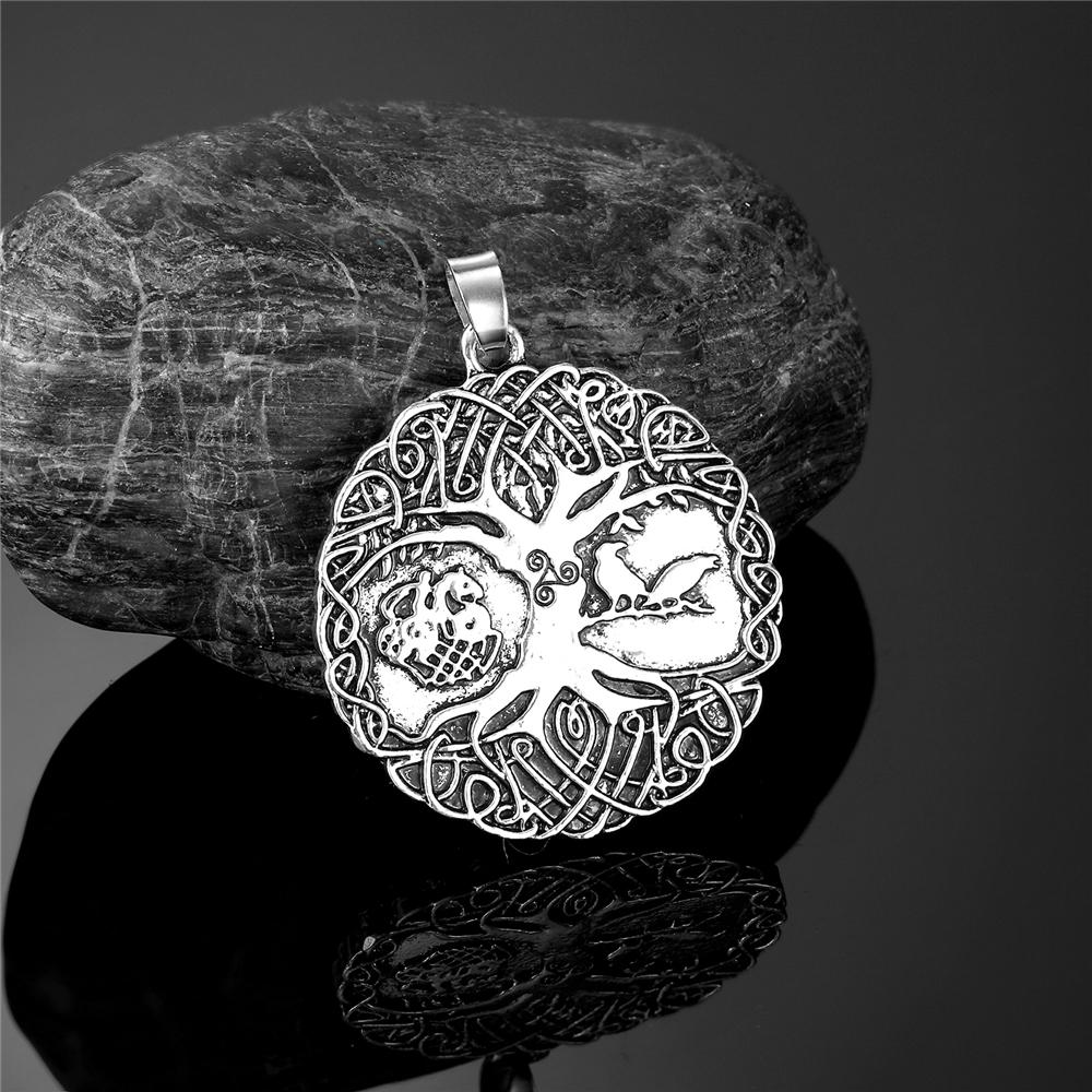 Norse Tree of Life Pendant Viking Amulet Necklace Men Leather Rope Chain Keychain Talisman Male Jewelry Gift