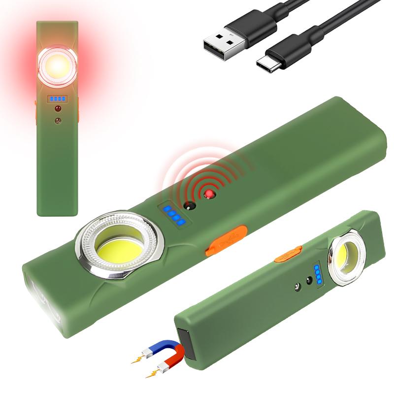 Pocket Outdoor EDC Flashlights Lightweight Mini Rechargeable Dual Light Sorce COB Sensor Light Waterproof Magnetic Tool Light