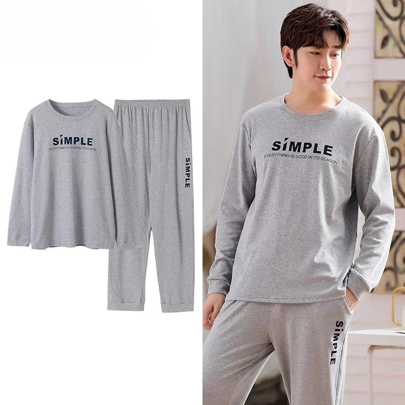Hjorteutskrift Elegant pyjamassett for mann Høst Vinter Mote Myk bomull Herre Loungewear Komfortabelt nattøy