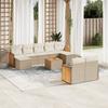 Vidaxl 10-Cz. Garden Furniture Set With Cushions, Beige, Poly Rattan