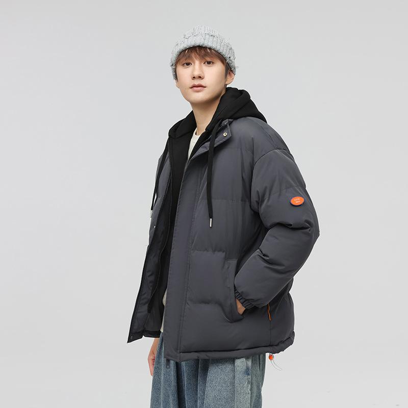 New Winter Cotton Coat for Men and Women, Thickened Couple's Fake Two-piece Cotton Coat, Hooded Warm Bread Coat, Men's Jacket