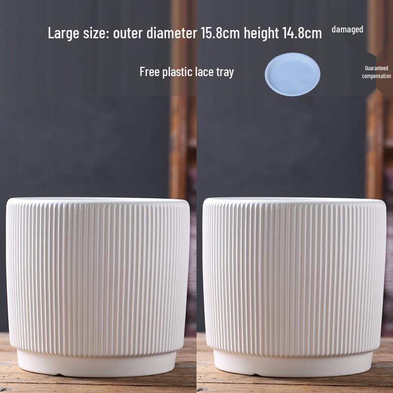 Elegant White Ceramic Flower Pot with Tray - Ideal for Ivy, Spider Plants, and Succulents