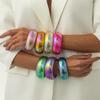 Punk Colorful Sparkling Transparent Wide Bracelet Chunky Party Geometric Arc Handmade Resin Acrylic Charm Bracelet Bangles Jewelry for Men and Women