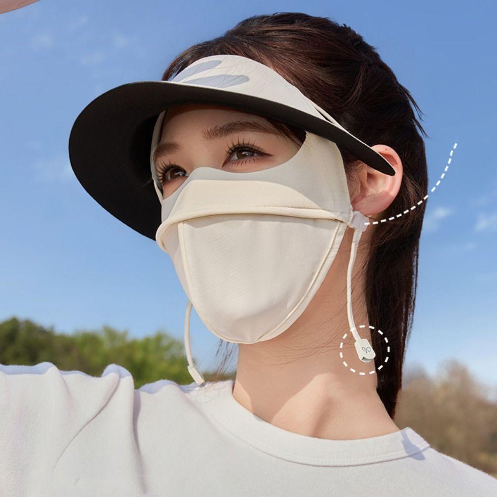 Osłona twarzy z filtrem przeciwsłonecznym chroniąca przed kurzem i promieniowaniem UV, regulowana maska ​​z jedwabiu lodowego, piesze wycieczki