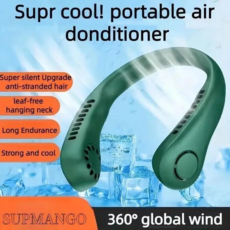 

Портативный шейный вентилятор MINI Electric Ventilador Бесшумный шейный ремешок Носимый охлаждающий вентилятор USBПерезаряжаемый безлопастной мобильный кондиционер