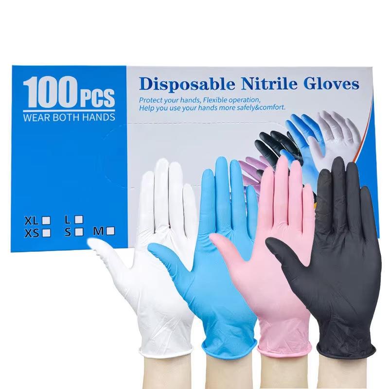 Nitrile Gloves Disposable Black Pink 100PCS Latex Free Gloves for Cleaning Cooking & Esthetician Multipurpose Gloves Textured