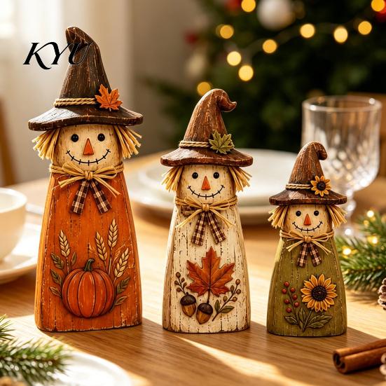 Tiered Tray Decorations 3Pcs Rustic Wooden Halloween Cat Tabletop Decor, Farmhouse Black Figurine Versatile Thanksgiving Autumn Ornament with