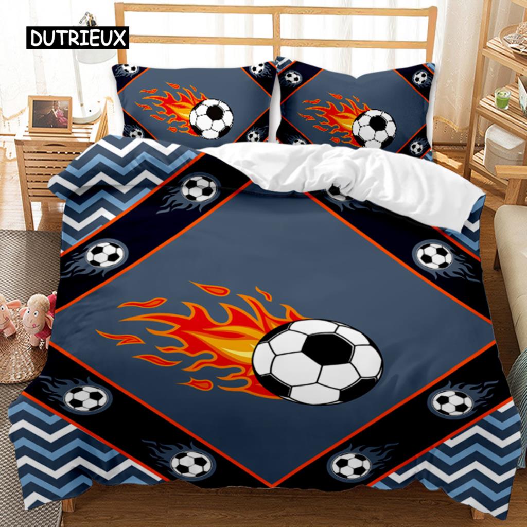 Soccer Duvet Cover Football Kids Bedding Set 3D Comforter Cover Boys Teens Sport Lovers Double Queen King Polyester Qulit Cover