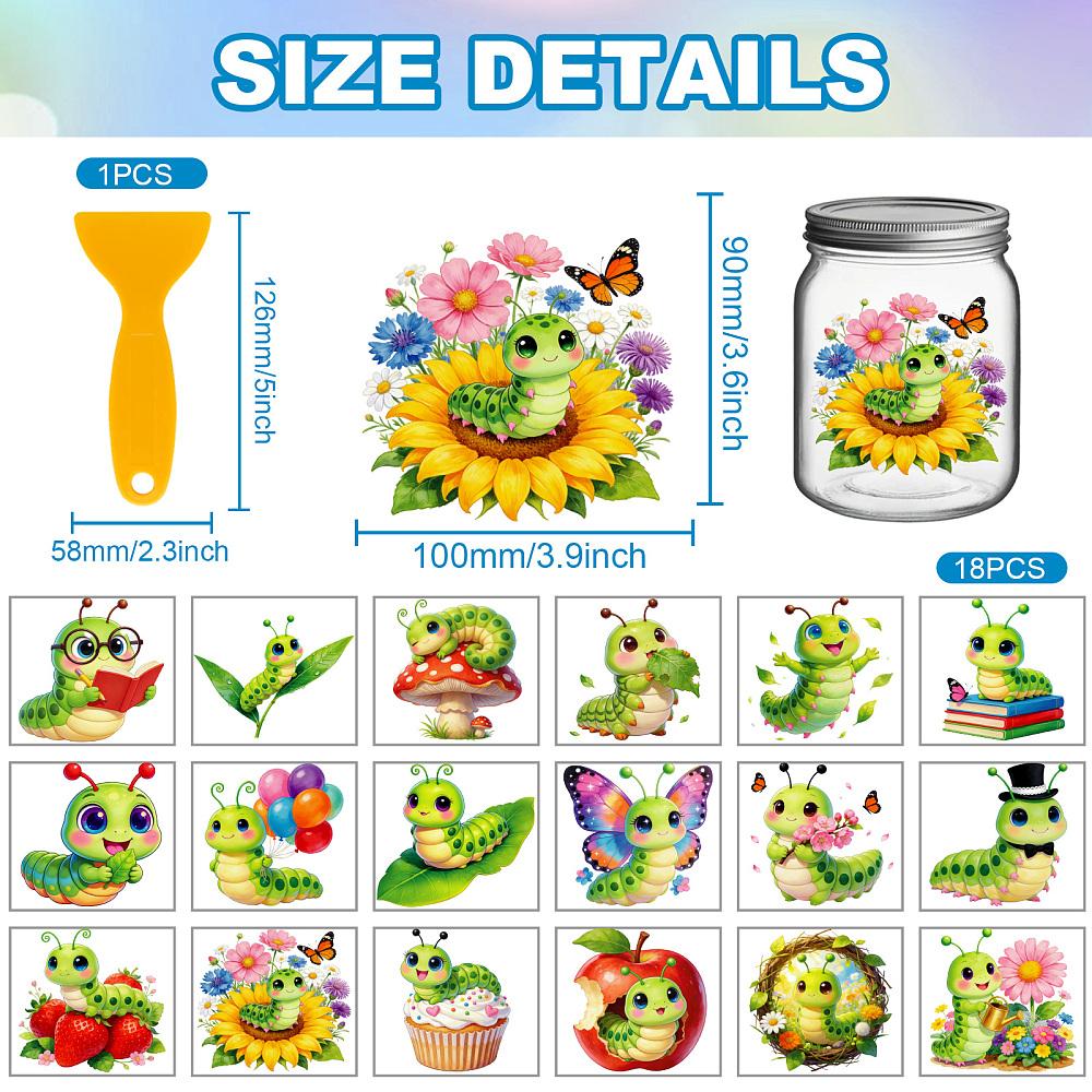 18Pcs Plastic Silhouette Paper for Lighting Decoration Paper Cut Light Box Square Insects 100x90mm