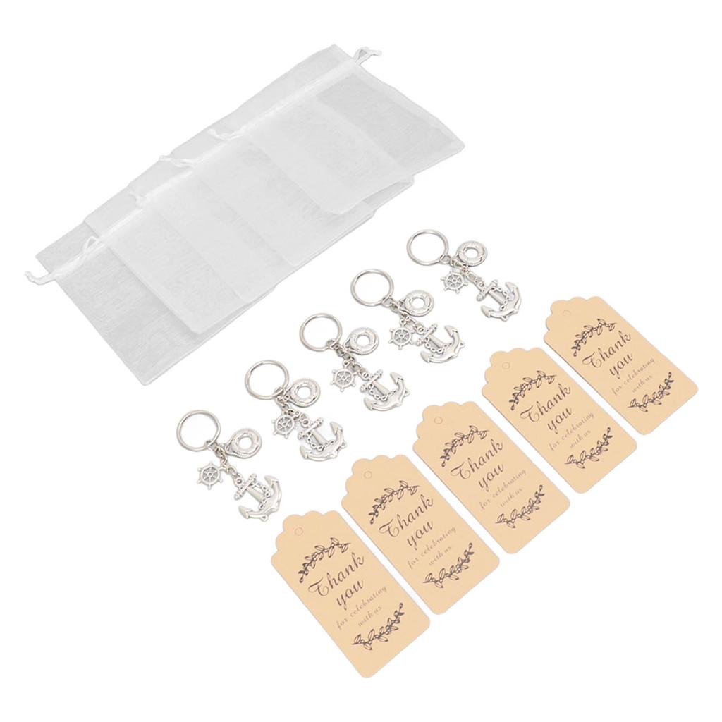 24 Sets Anchor Keychain Party Favor with Drawstring Gift Bags Thank You Tags Exquisite Anchor