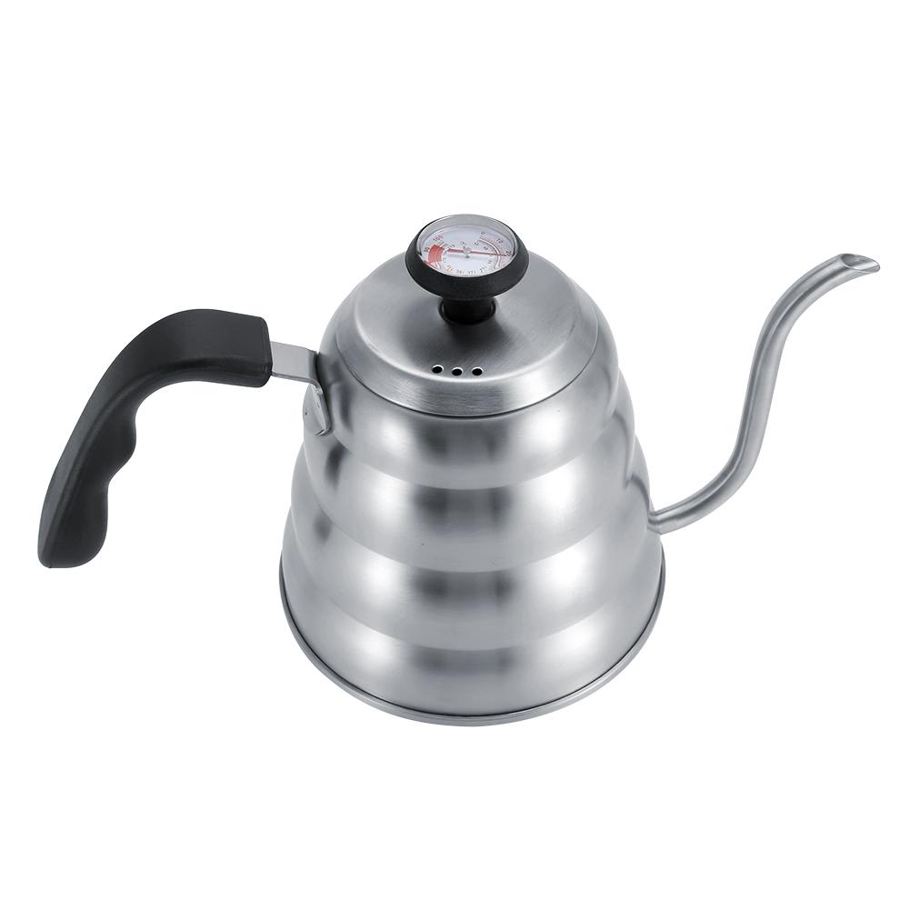 Stainless Steel Coffee Tea Pot Pouring Drip Kettle with Gooseneck and Built In Thermometer 1.2L