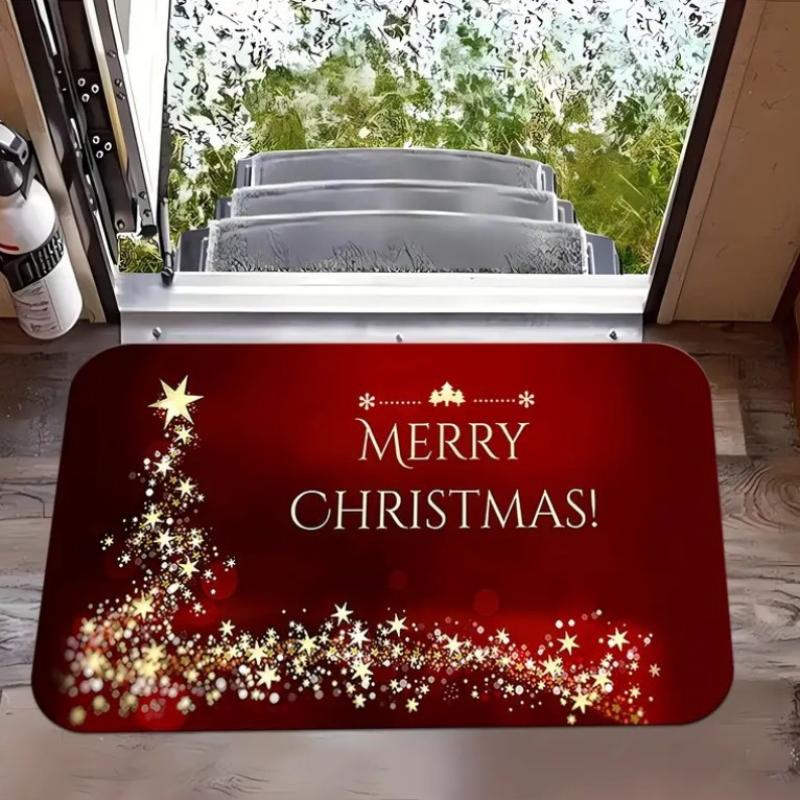 Christmas Themed Door Mat Gingerbread/Santa/gnome Print Floor Mats,Non-Slip Welcome Rugs for Home Entryway & Holiday Decor