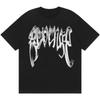 Gothic Font TShirt D Metal Effect Graphic Tee Black Streetwear Bold Letter Print Tops for Unisex Women Casual Unisex Clothing