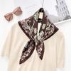 Retro literature and art niche Japanese and Korean flower printing square scarf 68 herringbone pattern women's professional wear elegant temperament 