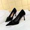 Fashion Elegant Banquet High Heels Slimming Pointed Toe Bowknot Women Vulcanized Shoes
