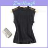 Wool Blend Sweater Vest With Ruffled Edging For Office Casual Wear
