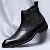 Classic Retro Man Chelsea Boots Men Brogue Leather Ankle Boots Fashion British Style Short Boots Versatile Casual Business Shoes