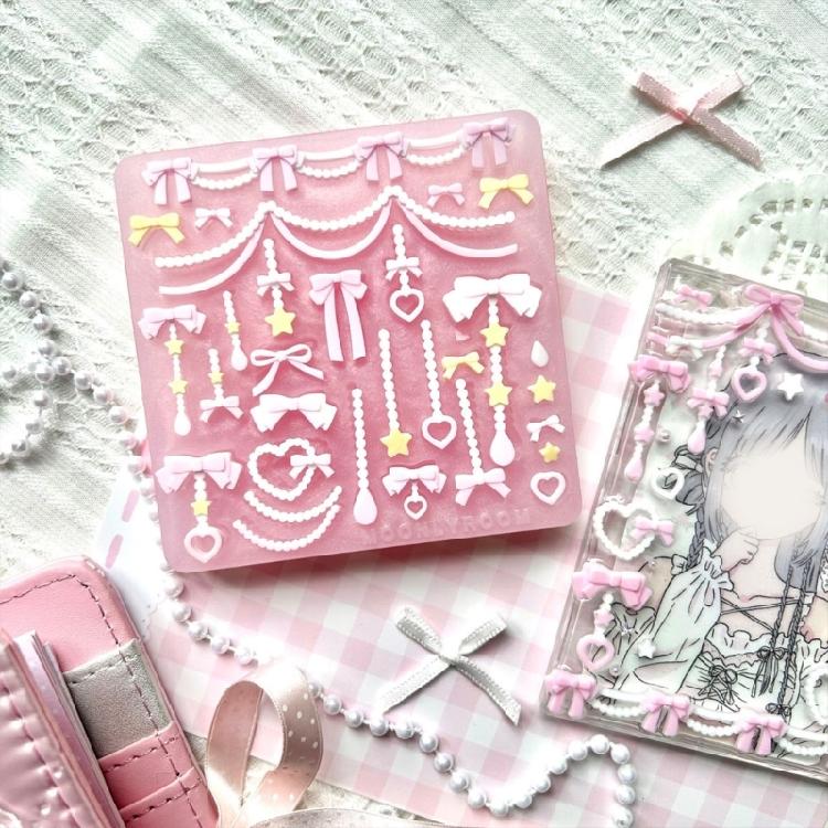 Flexible Silicone Pendant Mould Epoxy Bowknot and Bead Chain Accessories Mold Handmade Jewelry Projects Making Mold