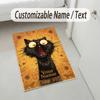Black Cat Music Theme Soft Crystal Velvet Rug Custom Name & Text Print Non Slip Floor Rug for Bedroom Living Room