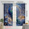 2pcs   Popular Curtains  print Peacock Theme Polyester (without rod) Art Deco Festive for Living Room   Bedroom & Home