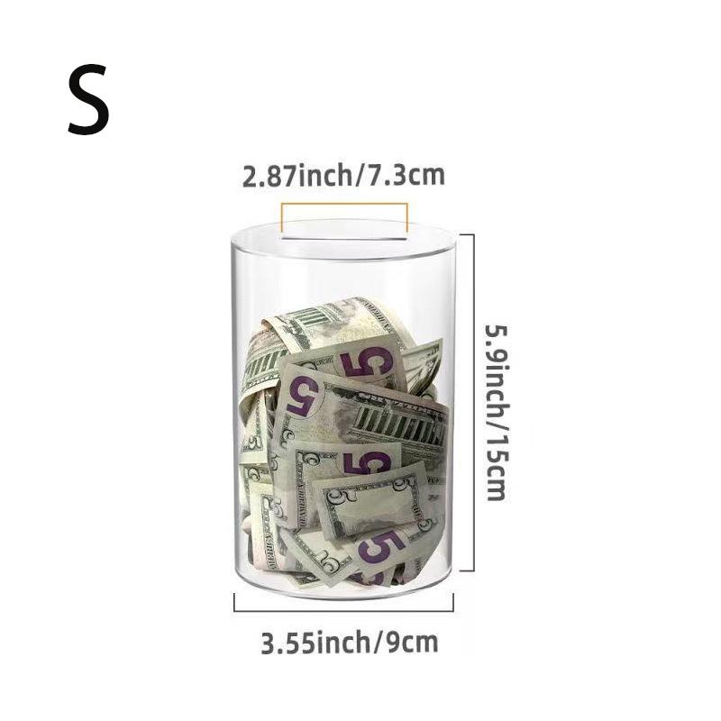 

Прозрачная акриловая круглая копилка Утолщенный материал большой вместимости Коробка для хранения бумажных денег высокой прочности Детский подарок