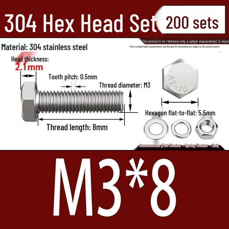 304 Stainless Steel Hex Fastener Assortment
