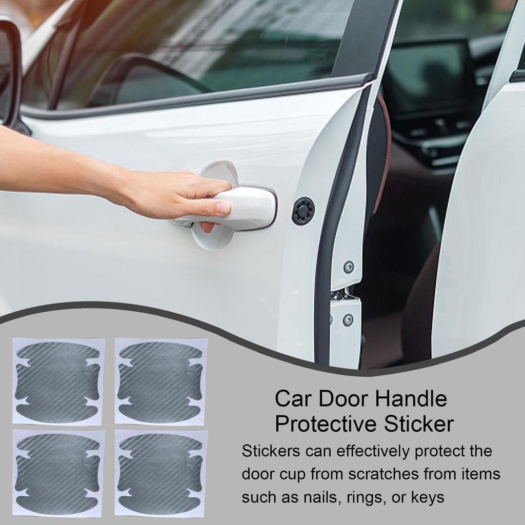 Carbon Fiber Car Stickers 4pcs Protective Carbon Fiber Cover Film Stickers Carbon Fiber Anti Scratches Door Handle Paint Cover