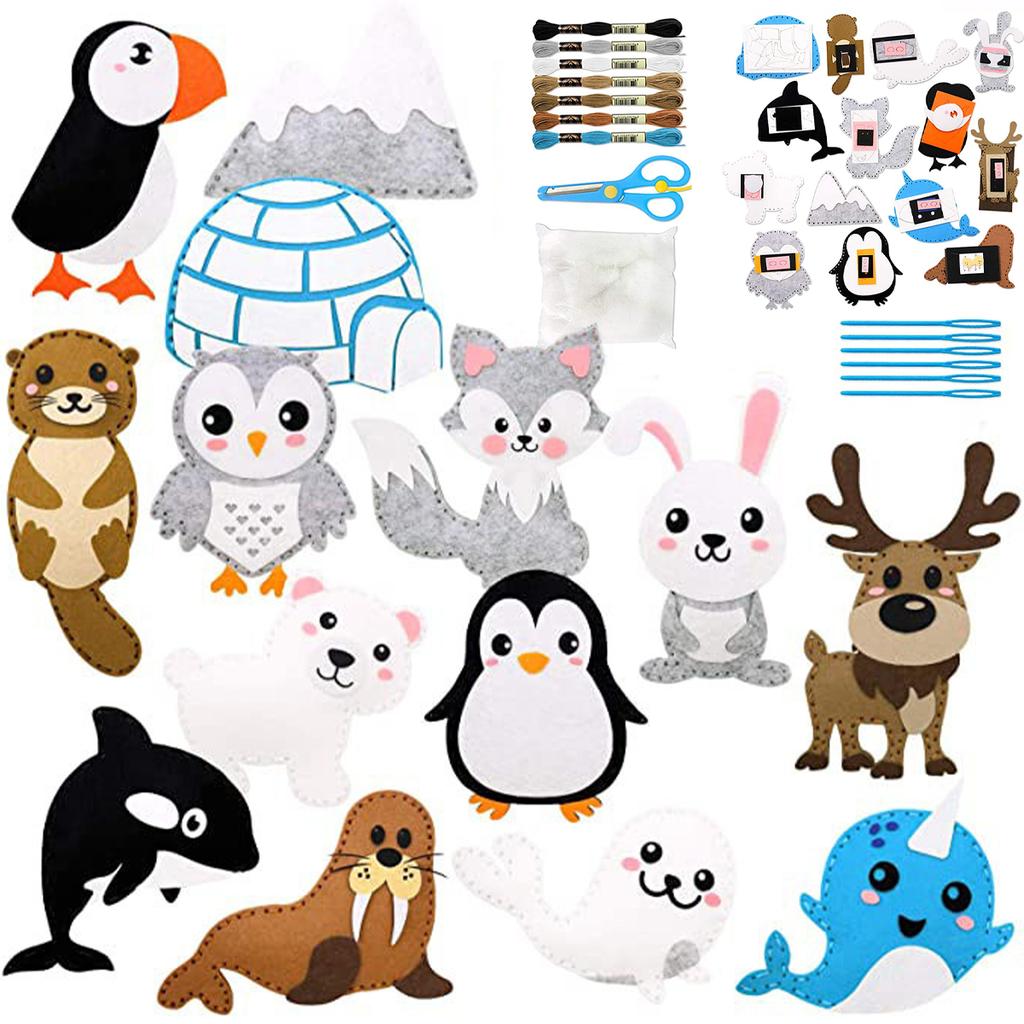 New DIY Sewing Animals Craft Kit Forest Creatures DIY Sewing Felt Plush Animals For Kids Beginners Sew Kids Art Christmas Gifts