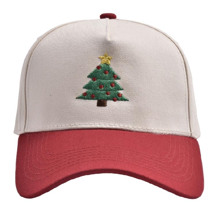 Flexible Color Block Cotton Baseball Cap With Embroidery Christmas Tree Pattern Unisex Casual Sun Protective Headwear