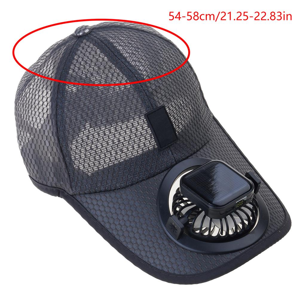USB Rechargeable Solar Fan Hat Breathable Mesh Baseball Hat Cooling Fan Hat With Adjustable Speed For Men Women Unisex