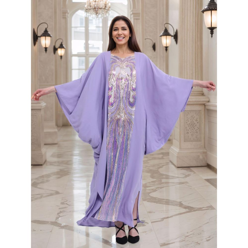 Übergröße Boho Kaftan Kleid, Damen Übergröße Maxi Cover Up Kleid