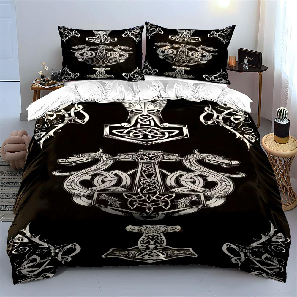 Thor's Hammer with Dragons. Bedding Sets Duvet Cover Sets Duvet Covers Pillowcases(1 * Duvet Cover 2 * Pillowcases, Without Duvet Insert)