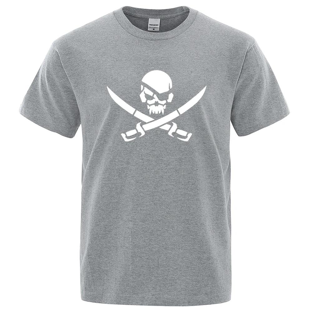 Pirateskull Print Funny Tshirts Man Wo100% Cotton T-Shirt Hip Hop Loose Tee Clothes Casual Fashion Casual Tops Streetwear