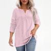 T-skjorte for kvinner T-skjorte med knapp 3/4 ermer Daglig helgmote Basic V-hals vanlig topp
