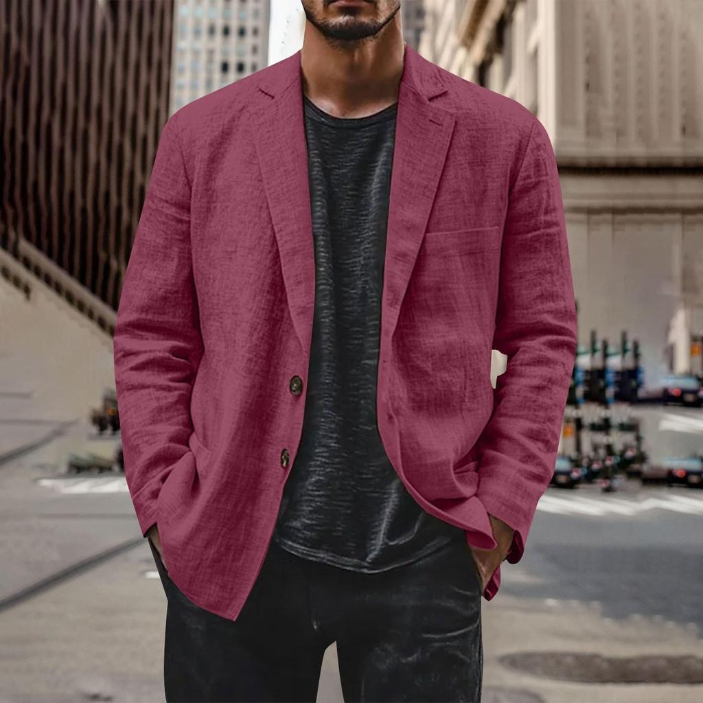 Men's Casual Fashion Jacket Solid Color Long Sleeve Jacket With Pockets