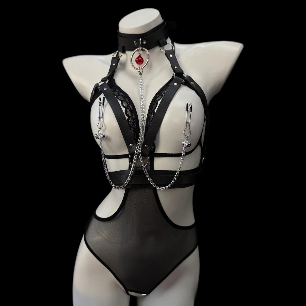 BDSM Sexy Metal Chain Linked Nipple Cover With Choker Reusable Women Bondage Choker Collar Body Chain Sex Games Toys for Women
