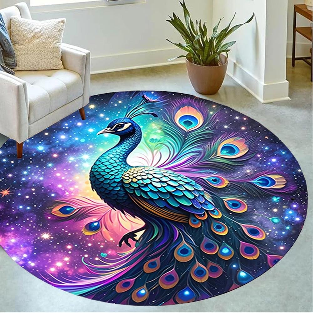 1pc Home Carpet Peacock Design Non-slip Rug for Office Decor and Living Room Gift Ideas