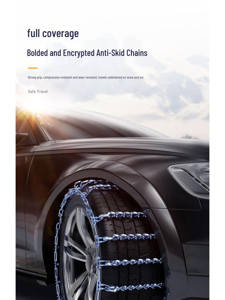 Uniwersalne łańcuchy antypoślizgowe do samochodów osobowych i SUV-ów - Łamiące lód, zapewniające trakcję na śniegu