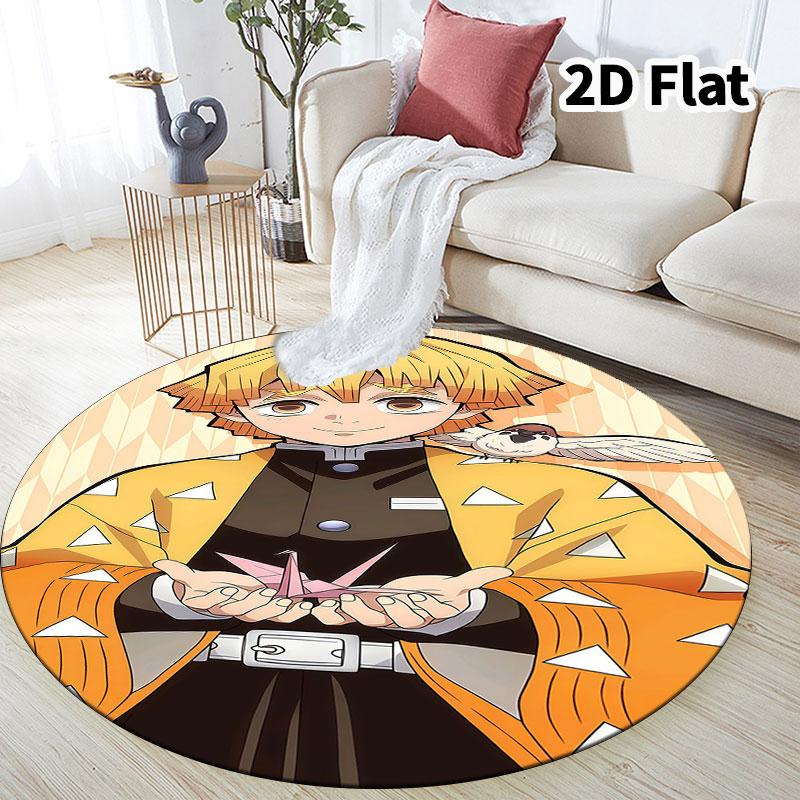 Demon Slayer Kimetsu No Yaiba Round Area Rug Carpet Rug For Living Room Bedroom Sofa Playroom Decor Nonslip Floor Mat