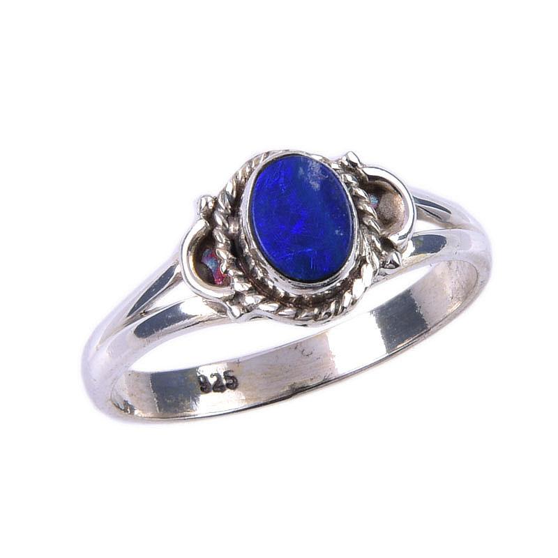 Natural Australian Opal Gemstone 925 Solid Sterling Silver Jewelry Ring S.7 v5e24