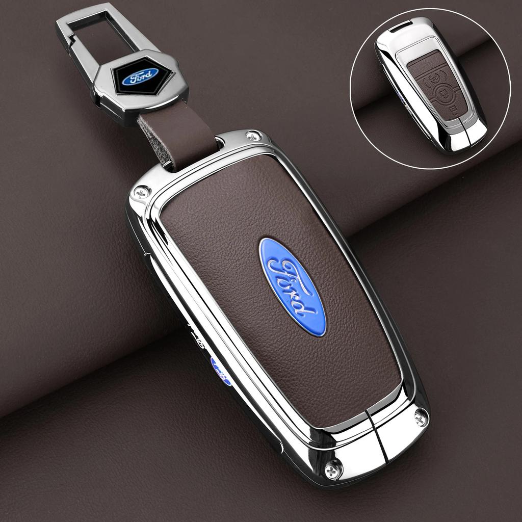 Car Sticker 2026 Ford New 2025 Hot Leather Car Key Case Protector Cover for Ford Fusion Mustang Explorer F150 F250 F350 EcoSport