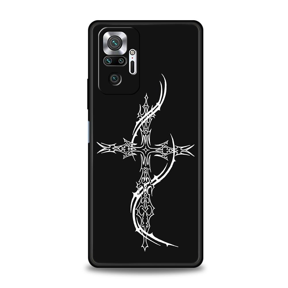 Cyber Sigil Cross line Phone Case For Xiaomi Redmi Note 14 13 5G 10 11 12 Pro Plus 4G 14C 13C 12C 10C Black Cover